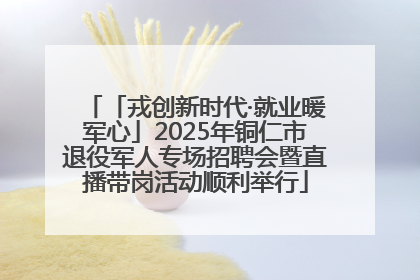 「戎创新时代·就业暖军心」2025年铜仁市退役军人专场招聘会暨直播带岗活动顺利举行