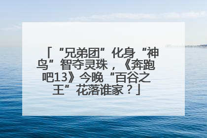 “兄弟团”化身“神鸟”智夺灵珠，《奔跑吧13》今晚“百谷之王”花落谁家？