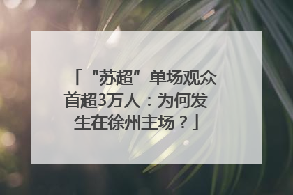“苏超”单场观众首超3万人：为何发生在徐州主场？