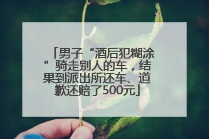 男子“酒后犯糊涂”骑走别人的车，结果到派出所还车、道歉还赔了500元