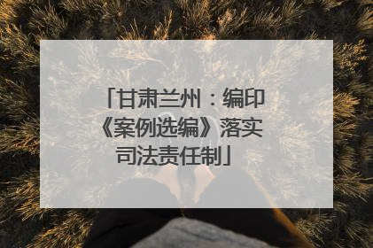 甘肃兰州：编印《案例选编》落实司法责任制