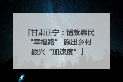 甘肃正宁：铺就惠民“幸福路” 跑出乡村振兴“加速度”