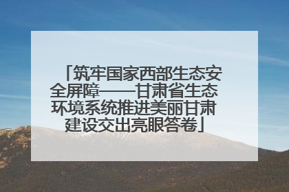 筑牢国家西部生态安全屏障——甘肃省生态环境系统推进美丽甘肃建设交出亮眼答卷
