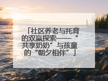社区养老与托育的双赢探索——“共享奶奶”与孩童的“朝夕相伴”