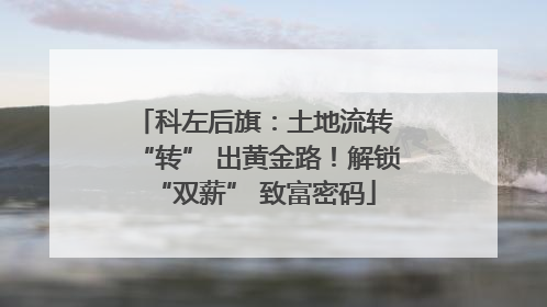 科左后旗：土地流转 “转” 出黄金路！解锁 “双薪” 致富密码