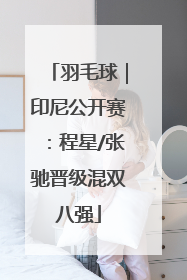 羽毛球｜印尼公开赛：程星/张驰晋级混双八强