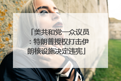 美共和党一众议员：特朗普授权打击伊朗核设施决定违宪