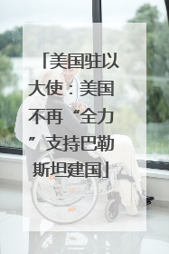 美国驻以大使：美国不再“全力”支持巴勒斯坦建国