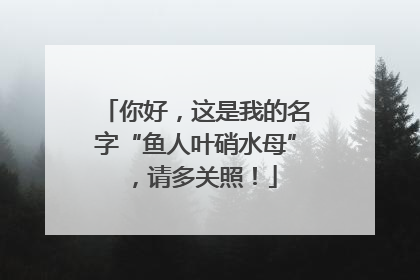 你好，这是我的名字“鱼人叶硝水母”，请多关照！