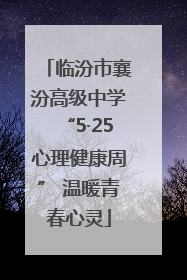 临汾市襄汾高级中学“5·25心理健康周” 温暖青春心灵
