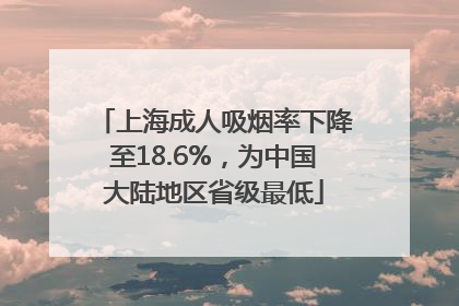上海成人吸烟率下降至18.6%，为中国大陆地区省级最低
