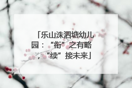 乐山洙泗塘幼儿园：“衔”之有略，“续”接未来