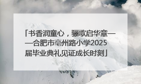 书香润童心，骊歌启华章——合肥市亳州路小学2025届毕业典礼见证成长时刻