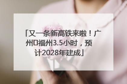 又一条新高铁来啦！广州⇌福州3.5小时，预计2028年建成