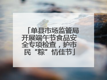 单县市场监管局开展端午节食品安全专项检查，护市民“粽”情佳节