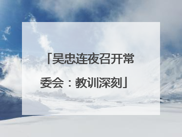吴忠连夜召开常委会：教训深刻