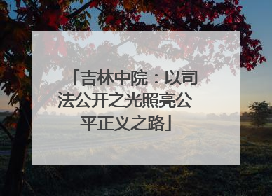 吉林中院：以司法公开之光照亮公平正义之路