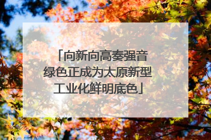 向新向高奏强音 绿色正成为太原新型工业化鲜明底色