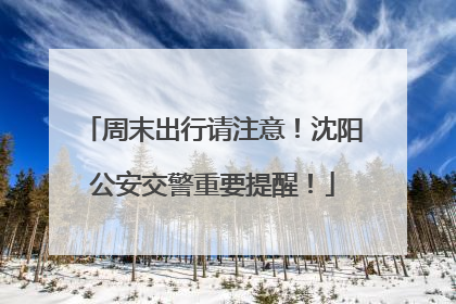 周末出行请注意！沈阳公安交警重要提醒！