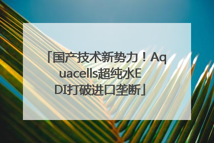 国产技术新势力！Aquacells超纯水EDI打破进口垄断