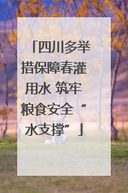 四川多举措保障春灌用水 筑牢粮食安全“水支撑”