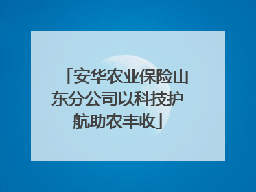 安华农业保险山东分公司以科技护航助农丰收