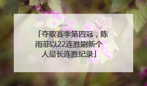夺取赛季第四冠，陈雨菲以22连胜刷新个人最长连胜纪录