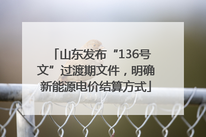 山东发布“136号文”过渡期文件，明确新能源电价结算方式