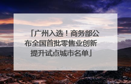 广州入选！商务部公布全国首批零售业创新提升试点城市名单
