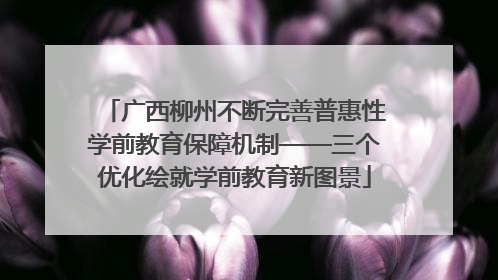 广西柳州不断完善普惠性学前教育保障机制——三个优化绘就学前教育新图景