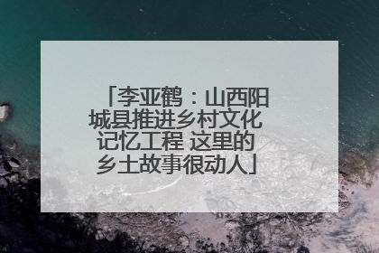 李亚鹤：山西阳城县推进乡村文化记忆工程 这里的乡土故事很动人