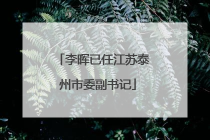 李晖已任江苏泰州市委副书记