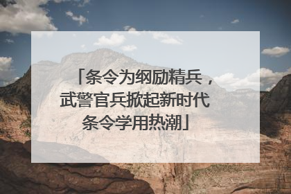 条令为纲励精兵，武警官兵掀起新时代条令学用热潮