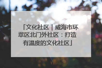 文化社区｜威海市环翠区北门外社区：打造有温度的文化社区