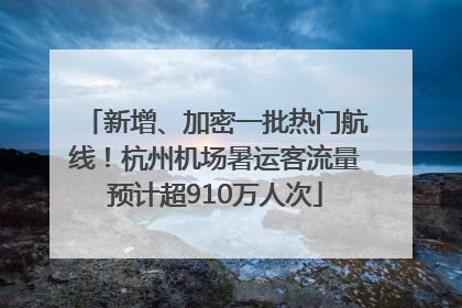 新增、加密一批热门航线！杭州机场暑运客流量预计超910万人次
