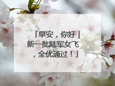 早安，你好｜新一批陆军女飞，全优通过！