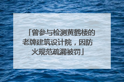 曾参与检测黄鹤楼的老牌建筑设计院，因防火规范疏漏被罚