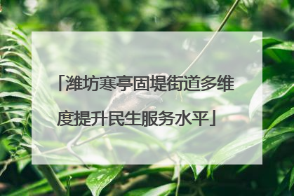 潍坊寒亭固堤街道多维度提升民生服务水平