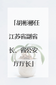 胡彬郴任江苏省副省长、省公安厅厅长