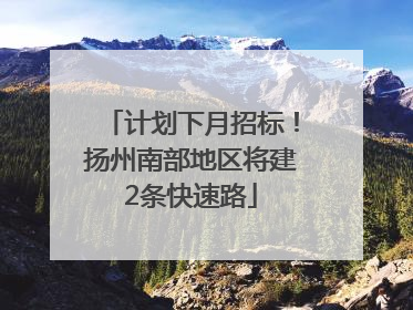 计划下月招标！扬州南部地区将建2条快速路