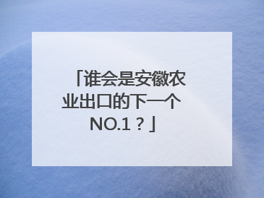 谁会是安徽农业出口的下一个NO.1？
