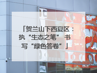 贺兰山下西夏区：执“生态之笔” 书写“绿色答卷”
