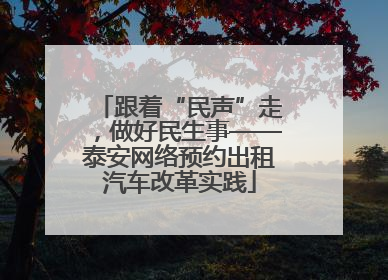跟着“民声”走，做好民生事——泰安网络预约出租汽车改革实践