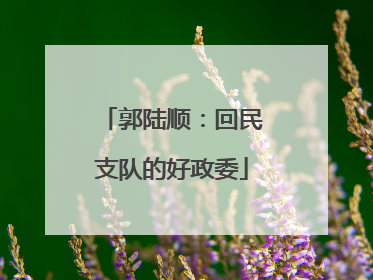 郭陆顺：回民支队的好政委