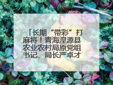 长期“带彩”打麻将！青海湟源县农业农村局原党组书记、局长严卓才被“双开”