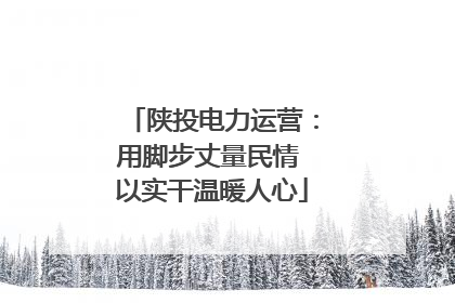 陕投电力运营：用脚步丈量民情 以实干温暖人心