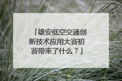 雄安低空交通创新技术应用大赛初赛带来了什么？