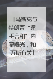 马斯克与特朗普“握手言和”内幕曝光，和万斯有关