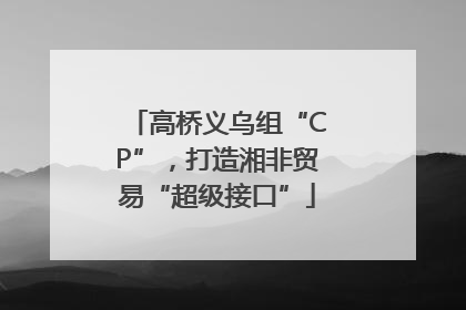 高桥义乌组“CP”，打造湘非贸易“超级接口”