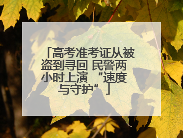 高考准考证从被盗到寻回 民警两小时上演 “速度与守护”